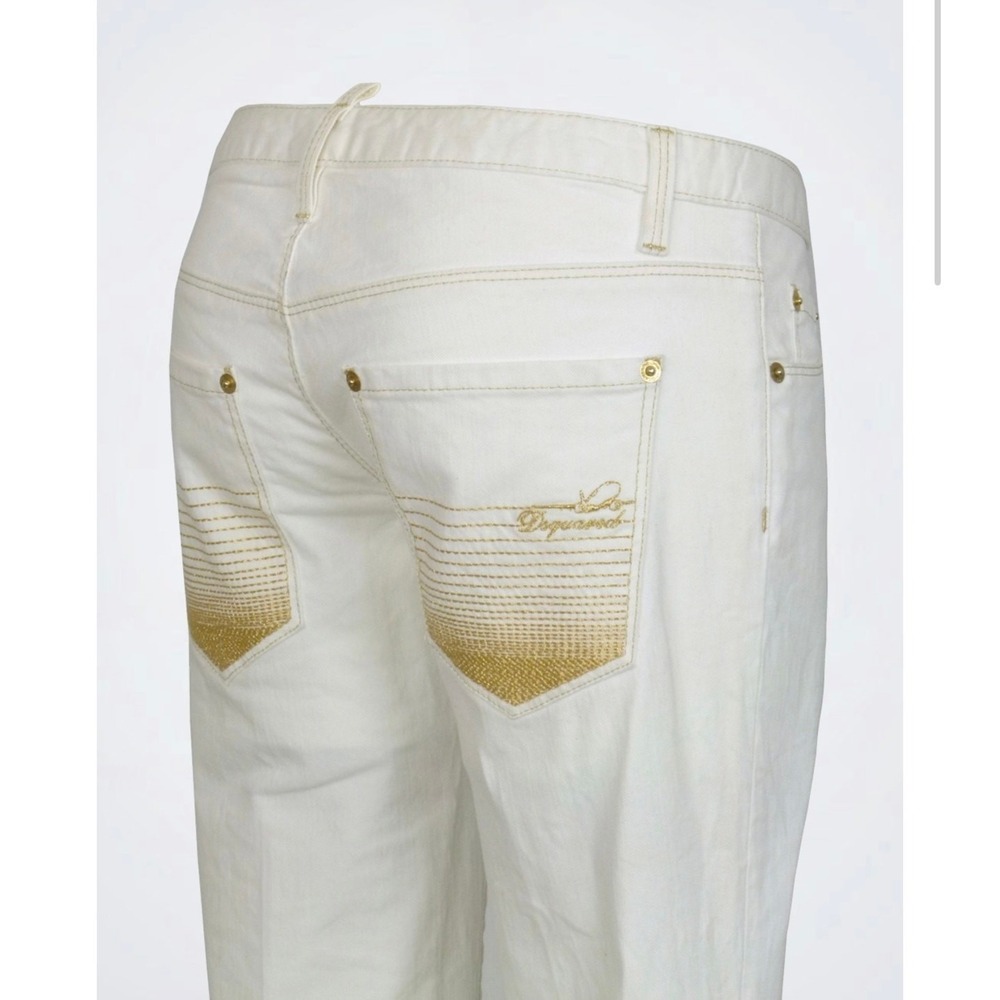 NWT DSQUARED2 Ivory Jeans Straight Leg Low Rise Y2K Women's Size 40 (4 US)